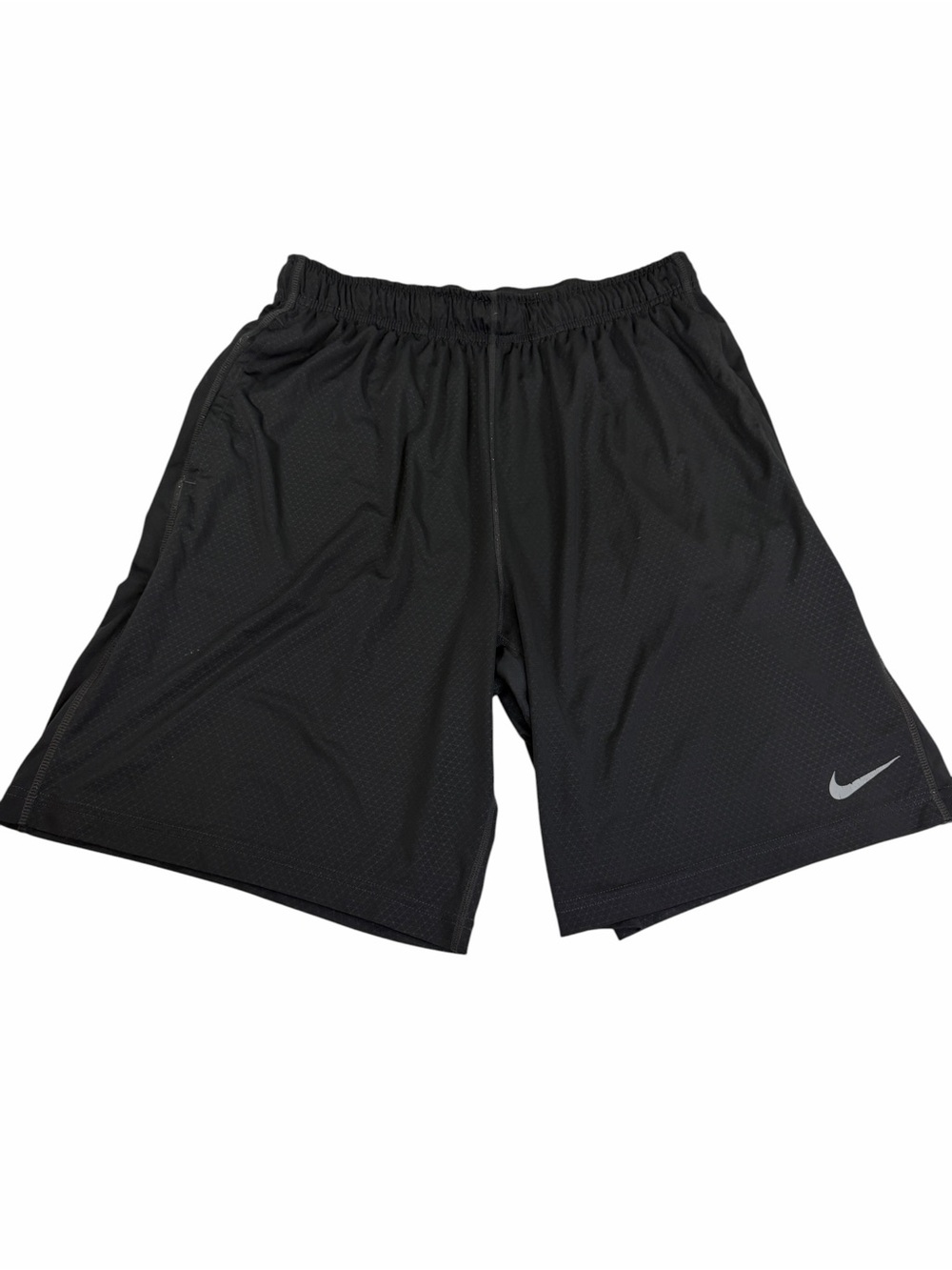 Nike Men's Black Athletic Mesh Shorts with Reflective Swoosh